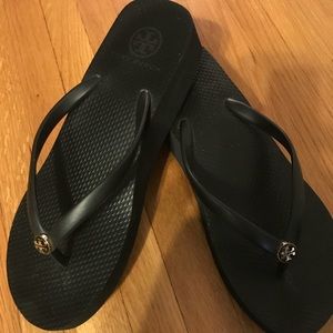 Tory Burch Cutout Wedge Flip Flops